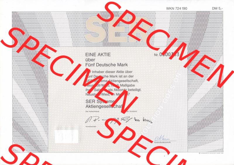 Alte Wertpapiere Bundesrepublik Deutschland in Deutsche Mark 1997, 5 DM, Fünf Deutsche Mark, SER Systeme Aktie (1) Sammlung