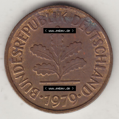 Münzen Deutschland 5 Pfennig-Deutsche Mark 1950-2001, 5 Pfennig, 1979 D-1 (1) Sammlung
