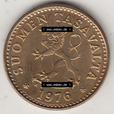 Münzen Finnland / SUOMI Eurovorläufer, Umlaufmünze vor Euroeinführung 1963-1982, 10 Penny, Penniä 1976, SUOMEN TASAVALTA... Sammlung