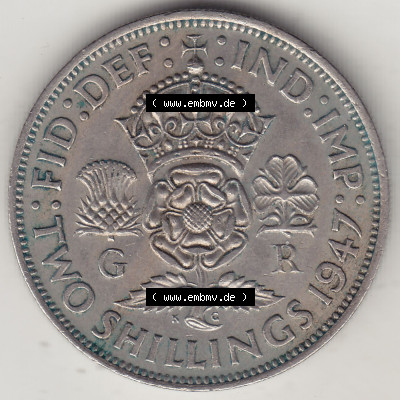 Alte Münzen Großbritannien Eurovorläufer, Umlaufmünze vor Euroeinführung 1947-1948, 2 Schilling-Florin, Two Shillings, 1947... Sammlung