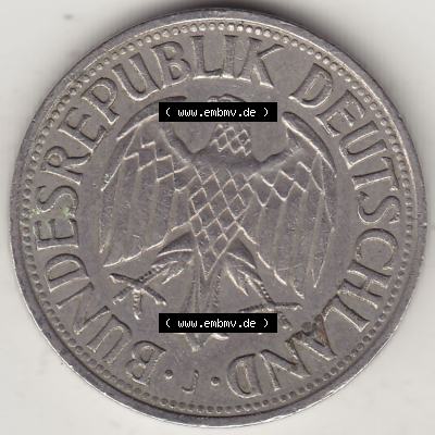 BRD Münzen 1 DM, Umlaufmünze 1950-2001, 1 DM Deutsche Mark, 1969 J-1. Vorderseite der Münze aus Deutschland Sammlung
