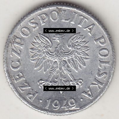 Münzen Republik Polen Eurovorläufer, Umlaufmünze 1949-1949, 2 Grosze, Groschen, Aluminium 1949. Einziger Jahrgang 1949 Republik... Sammlung