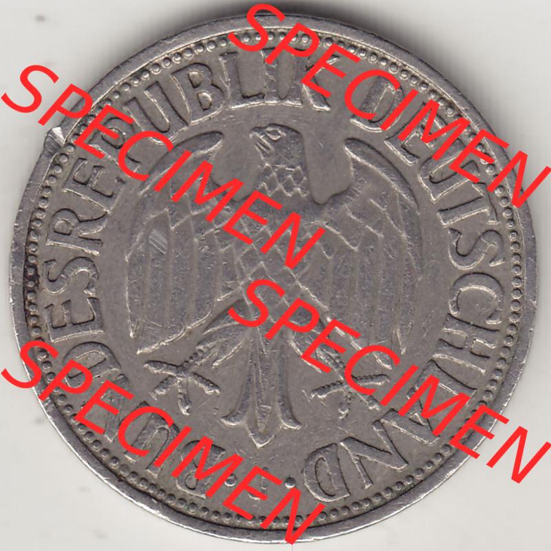 BRD Münzen 1 DM, Umlaufmünze 1950-2001, 1 DM Deutsche Mark, 1950 J-8. Vorderseite der Münze aus Deutschland Sammlung