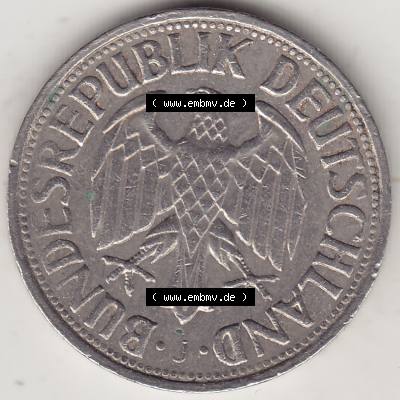 BRD Münzen 1 DM, Umlaufmünze 1950-2001, 1 DM Deutsche Mark, 1971 J-2. Vorderseite der Münze aus Deutschland Sammlung