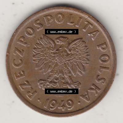 Münzen Republik Polen Eurovorläufer, Umlaufmünze 1949-1949, 5 Groszy, Groschen, Bronze 1949. Einziger Jahrgang 1949 Republik... Sammlung