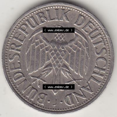 BRD Münzen 1 DM, Umlaufmünze 1950-2001, 1 DM Deutsche Mark, 1967 J-1. Vorderseite der Münze aus Deutschland Sammlung