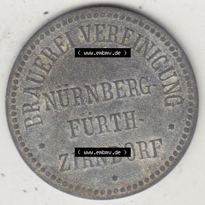 Alte Biermarken Allgemein 1934, Gut für 1 Liter Bier, Brauerei Vereinigung Nürnberg Furth Zirndorf. Vorderseite einer Biermarke. Das digitale Bild der Biermarke dürfen... Sammlung