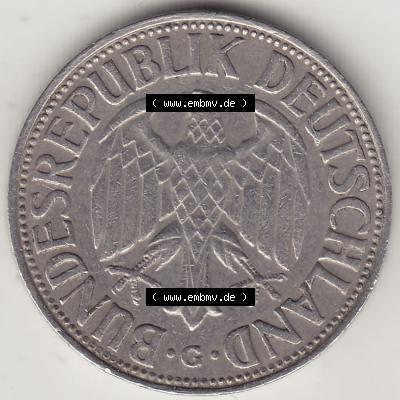 BRD Münzen 1 DM, Umlaufmünze 1950-2001, 1 DM Deutsche Mark, 1958 G-1. Vorderseite der Münze aus Deutschland Sammlung