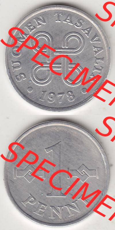 Münzen Finnland / SUOMI Eurovorläufer, Umlaufmünze vor Euroeinführung 1978-1978, Stempelglanz 1969-1979, 1 Penny, 1978-1. Rückseite und Vorderseite... Sammlung
