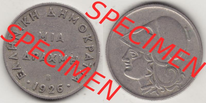 Münzen Griechenland Eurovorläufer, Umlaufmünze vor Euroeinführung 1926-1926, 1 Drachme, Mia Apaxmh 1926-1 (3) Sammlung
