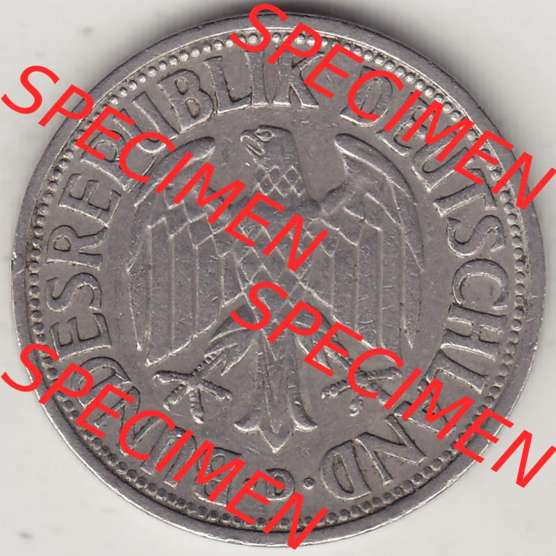 BRD Münzen 1 DM, Umlaufmünze 1950-2001, 1 DM Deutsche Mark, 1950 D-6. Vorderseite der Münze aus Deutschland Sammlung