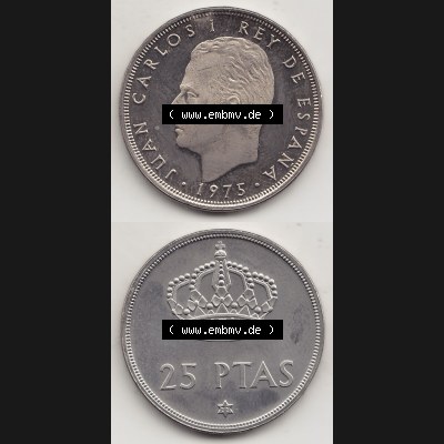 Münzen Spanien Eurovorläufer, Umlaufmünze vor Euroeinführung 1975-1980, 25 PTAS Peseten, 1977-1 (4). Spanische Peseten-Münze aus offiziellen... Sammlung