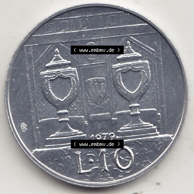 Aus offiziellen Münzensatz / KMS 1979 San Marino vor Euro 1979-1979, 10 Lire, J. V. LIBERTAS REPVBBLICA DI S. MARINO, 1979 L.10... Sammlung