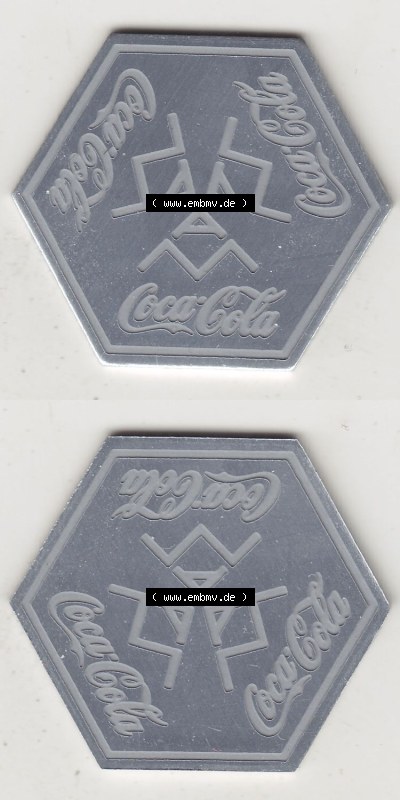 Alte Wertmarken Allgemein Limonaden-Marke Coca-Cola. Vorderseite und Rückseite vertikal untereinander zusammengefügt für Mobile-Geräte... Sammlung