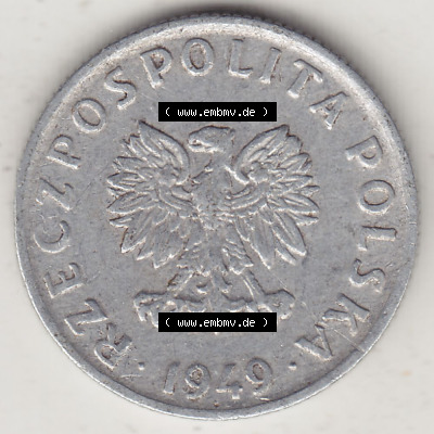 Münzen Republik Polen Eurovorläufer, Umlaufmünze 1949-1949, 5 Groszy, Groschen, Aluminium 1949. Einziger Jahrgang 1949 Republik... Sammlung
