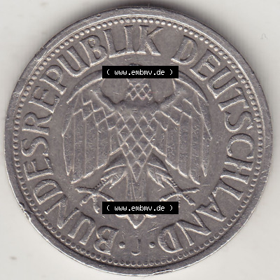 BRD Münzen 1 DM, Umlaufmünze 1950-2001, 1 DM Deutsche Mark, 1963 J-1. Vorderseite der Münze aus Deutschland Sammlung