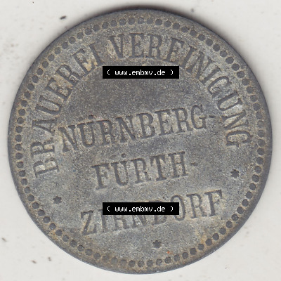 Alte Biermarken Allgemein 1934, Gut für 1 Liter Bier, Brauerei Vereinigung Nürnberg Furth Zirndorf. Vorderseite einer Biermarke.... Sammlung