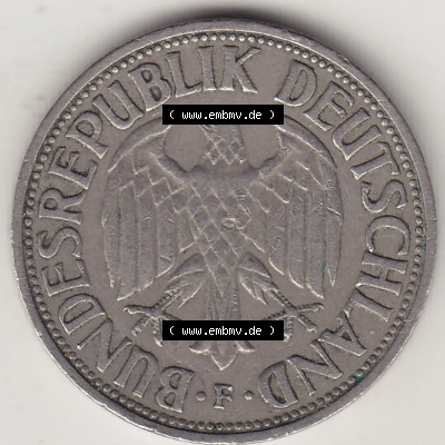 BRD Münzen 1 DM, Umlaufmünze 1950-2001, 1 DM Deutsche Mark, 1950 F-7. Vorderseite der Münze aus Deutschland Sammlung
