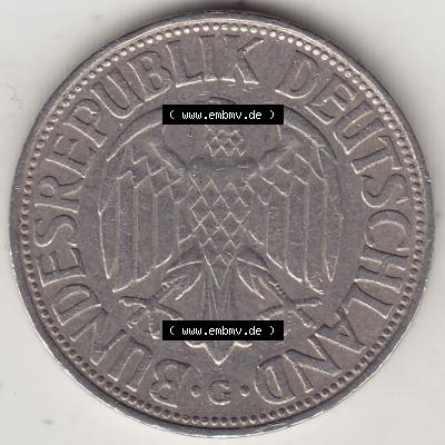 BRD Münzen 1 DM, Umlaufmünze 1950-2001, 1 DM Deutsche Mark, 1954 G-2. Vorderseite der Münze aus Deutschland Sammlung