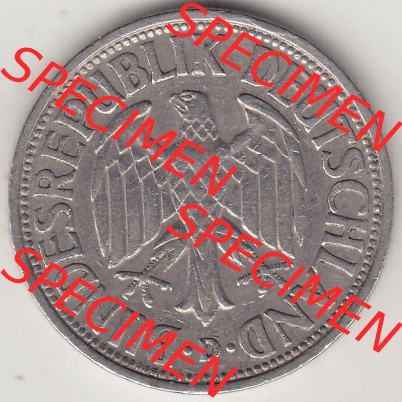 BRD Münzen 1 DM, Umlaufmünze 1950-2001, 1 DM Deutsche Mark, 1950 D-7. Vorderseite der Münze aus Deutschland Sammlung