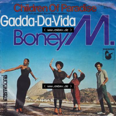 Schallplatten Hansa International 1980, Boney M. mit Children Of Paradise und Gadda-Da-Vida. Vorderseite der Schallplatte aus privater Sammlung, verwalte deine Schallplatten-Sammlung... Sammlung