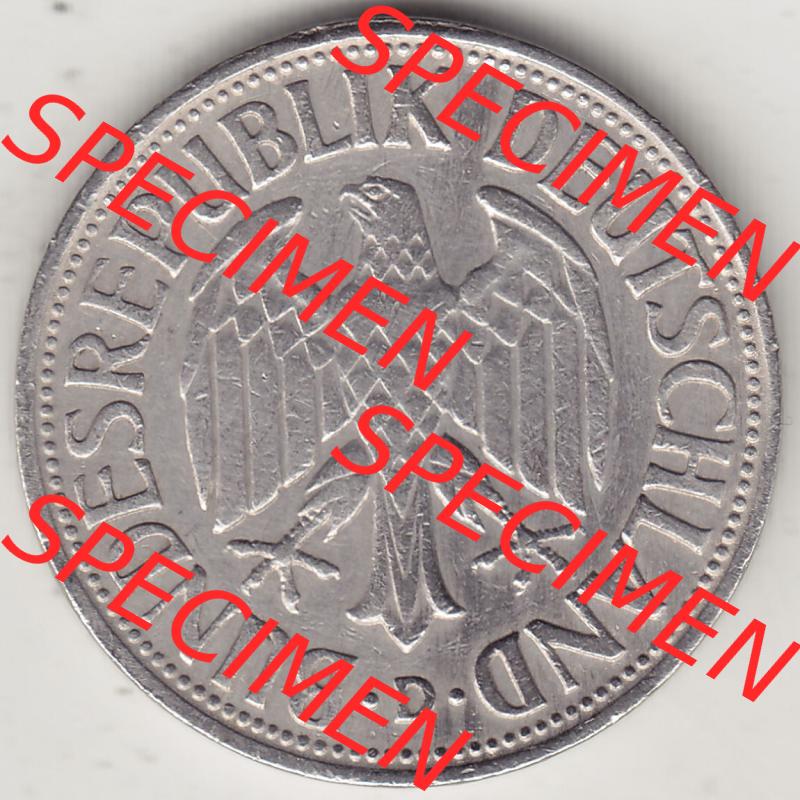 BRD Münzen 1 DM, Umlaufmünze 1950-2001, 1 DM Deutsche Mark, 1950 D-5. Vorderseite der Münze aus Deutschland Sammlung