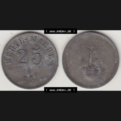 Alte Wertmarken Allgemein Werth-Marke 25. Vorderseite und Rückseite auf einen digitalen Bild einer Wertmarke. Das digitale Bild der Wertmarke dürfen private Sammler für sich... Sammlung