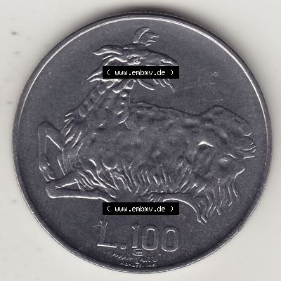 Aus offiziellen Münzensatz / KMS 1974 San Marino vor Euro 1974-1974, 100 Lire, L.100 MINGUZZI MONASSI INC. (2) Sammlung