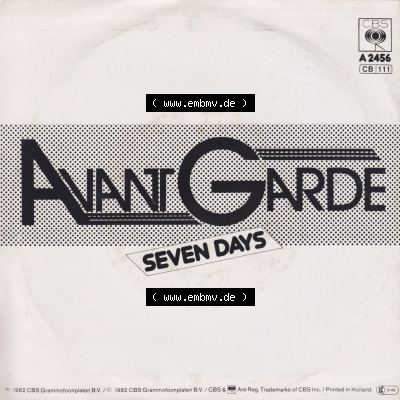 CBS Schallplatten CBS 1982, Avant Garde mit Seven Days und Say Cheese. Rückseite der Schallplatte aus privater Sammlung, verwalte deine Schallplatten-Sammlung durch einfachen Bilderupload... Sammlung