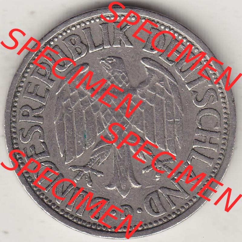 BRD Münzen 1 DM, Umlaufmünze 1950-2001, 1 DM Deutsche Mark, 1950 D-3. Vorderseite der Münze aus Deutschland Sammlung