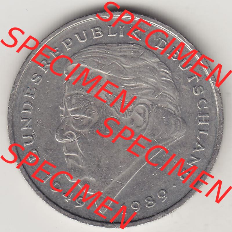 BRD Münzen 2 DM Gedenkmünze 1991-2001, 2 DM, Deutsche Mark Franz Josef Strauß 1995 A-1. Rückseite der Münze aus Deutschland Sammlung
