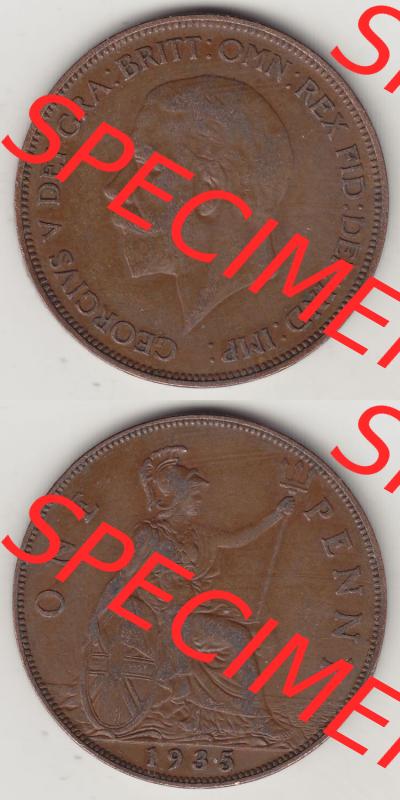 Alte Münzen Großbritannien Eurovorläufer, Umlaufmünze vor Euroeinführung 1928-1936, 1 Penny, ONE PENNY, 1935-1, BM GEORGIVS V DEI GRA BRITT OMN REX... Sammlung