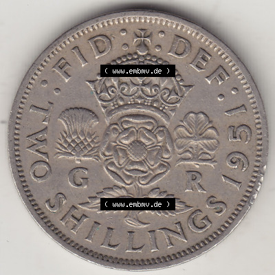 Alte Münzen Großbritannien Eurovorläufer, Umlaufmünze vor Euroeinführung 1949-1951, 2 Schilling, Shillings (Florin) 1951... Sammlung