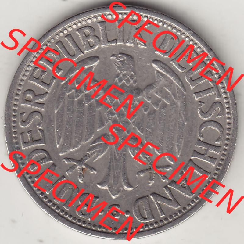 BRD Münzen 1 DM, Umlaufmünze 1950-2001, 1 DM Deutsche Mark, 1950 G-2. Vorderseite der Münze aus Deutschland Sammlung