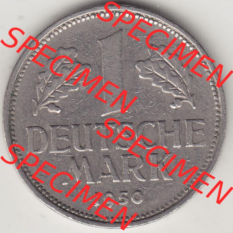 BRD Münzen 1 DM, Umlaufmünze 1950-2001, 1 DM Deutsche Mark, 1950 D-7. Rückseite der Münze aus Deutschland Sammlung
