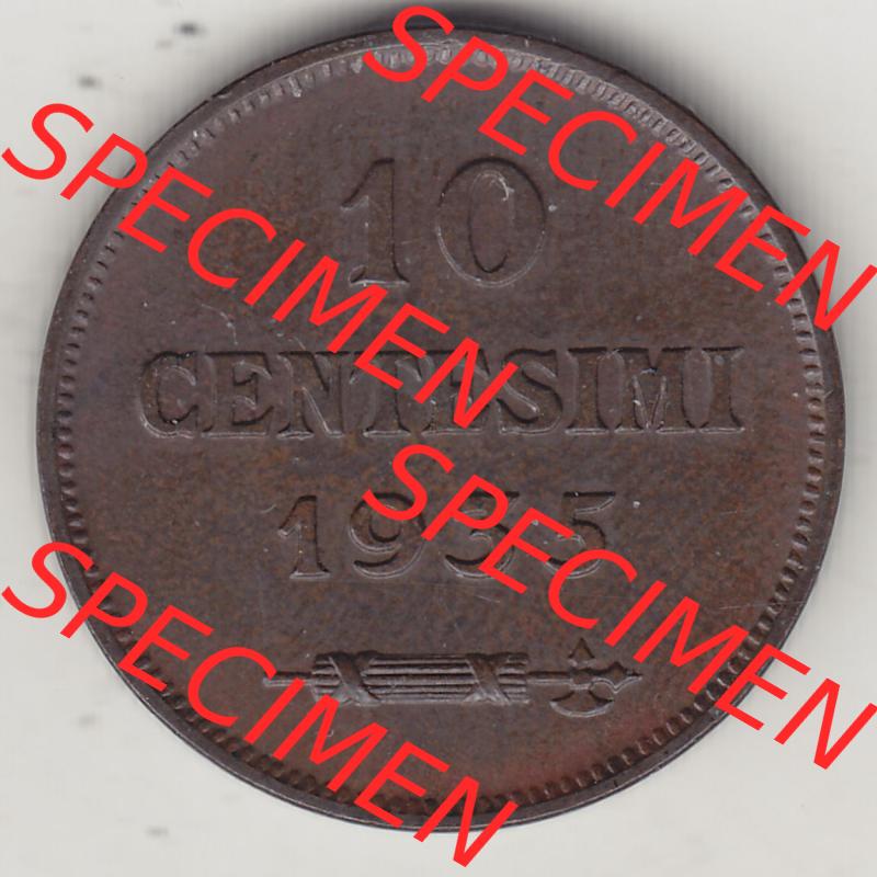 Bildmaterial Münzen aus San Marino vor 1950, 1935-1938, 10 Centesimi, (Cent-Wert), 1935-1, LIBERTAS REPUBBLICA DI S. MARINO, 10 CENTESIMI 1935... Sammlung