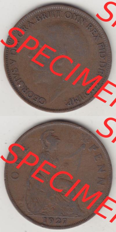 Münzen Großbritannien Eurovorläufer, Umlaufmünze vor Euroeinführung 1927-1927, 1 One Penny, 1927-2, George V, BM GEORGIVS V DEI GRABRITTOMNREX FIDDEFINDIMP.... Sammlung