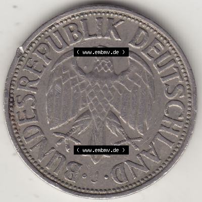 BRD Münzen 1 DM, Umlaufmünze 1950-2001, 1 DM Deutsche Mark, 1950 J-8. Vorderseite der Münze aus Deutschland Sammlung