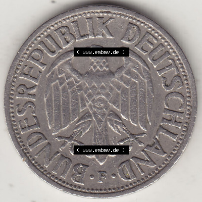 BRD Münzen 1 DM, Umlaufmünze 1950-2001, 1 DM Deutsche Mark, 1950 F-4. Vorderseite der Münze aus Deutschland Sammlung