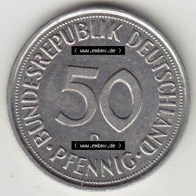 Münzen Deutschland 50 Pfennig der Deutschen Mark 1950-2001, 50 Pfennig 1992 D-1 (2) Sammlung