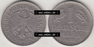 BRD Münzen 1 DM, Umlaufmünze 1950-2001, 1 DM Deutsche Mark, 1973 D-1 (3) Sammlung