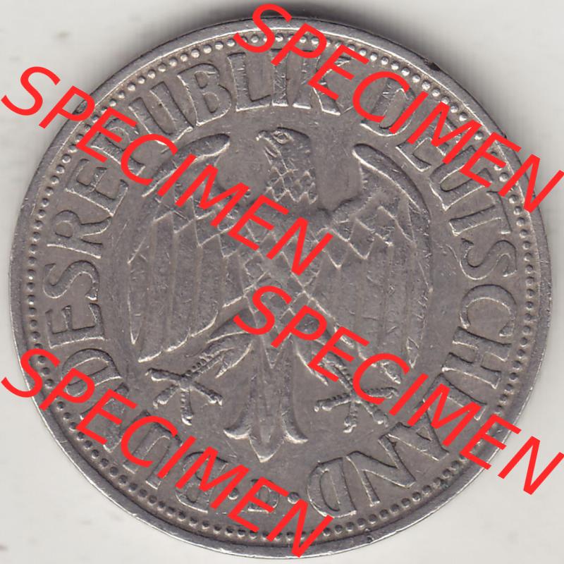 BRD Münzen 1 DM, Umlaufmünze 1950-2001, 1 DM Deutsche Mark, 1950 D-4. Vorderseite der Münze aus Deutschland Sammlung