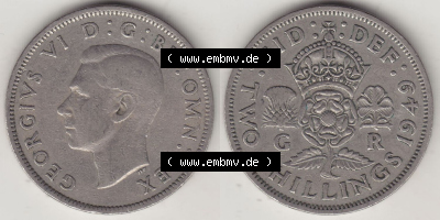 Alte Münzen Großbritannien Eurovorläufer, Umlaufmünze vor Euroeinführung 1949-1951, 2 Schilling, Shillings (Florin) 1949... Sammlung