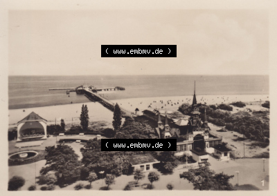 Alte Fotos von Seebad Heringsdorf in Mecklenburg-Vorpommern 1955, 1. Seebrücke mit Kurpark. Alter und echter original Foto-Abzug... Sammlung