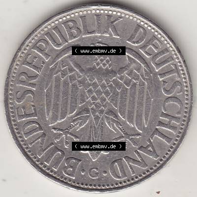 BRD Münzen 1 DM, Umlaufmünze 1950-2001, 1 DM Deutsche Mark, 1954 G-1. Vorderseite der Münze aus Deutschland Sammlung