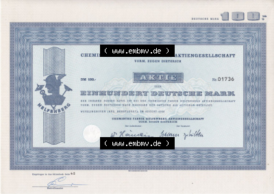 Alte Wertpapiere Bundesrepublik Deutschland in Deutsche Mark 1966, 100 DM, Einhundert Deutsche Mark, Aktie Chemische Fabrik Helpenberg... Sammlung