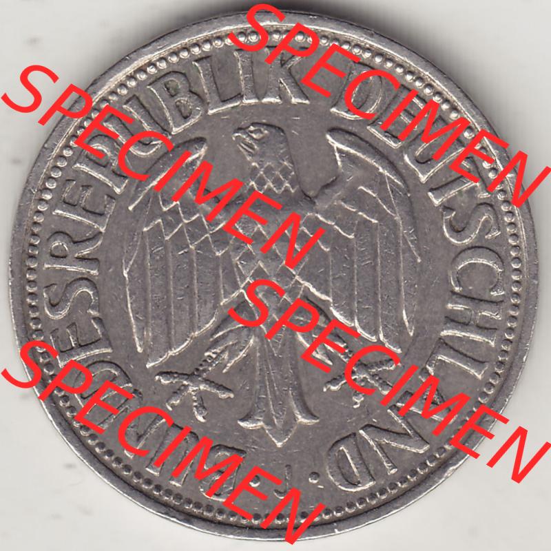 BRD Münzen 1 DM, Umlaufmünze 1950-2001, 1 DM Deutsche Mark, 1950 J-2. Vorderseite der Münze aus Deutschland Sammlung