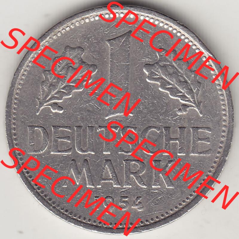 BRD Münzen 1 DM, Umlaufmünze 1950-2001, 1 DM Deutsche Mark, 1954 G-1. Rückseite der Münze aus Deutschland Sammlung