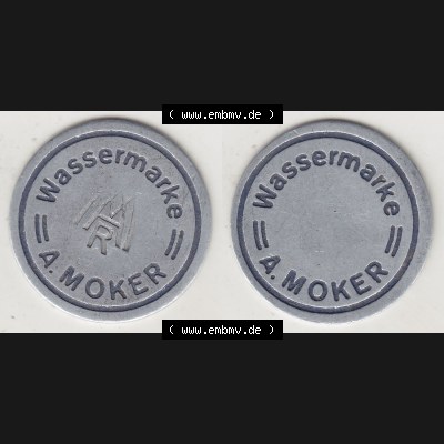 Alte Wertmarken Allgemein Wassermarke von A. Moker. Vorderseite und Rückseite auf einen digitalen Bild einer Wertmarke. Das digitale Bild der Wertmarke dürfen private Sammler... Sammlung