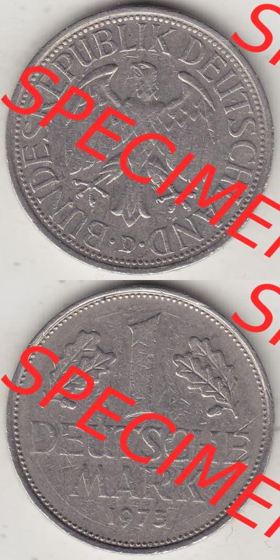 BRD Münzen 1 DM, Umlaufmünze 1950-2001, 1 DM Deutsche Mark, 1973 D-1 (4) Sammlung